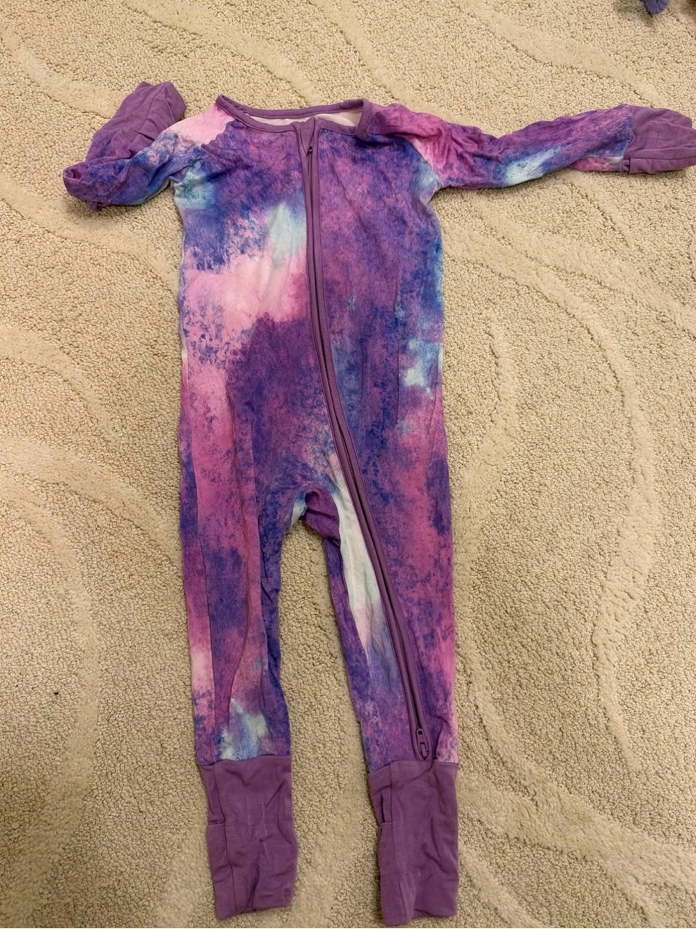 Little Sleepies Tie-Dye Kids One-Piece Zipper Pajamas